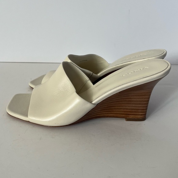 Vince Womens Pia Tan Leather Slide Slip On Wedge Sandals Shoes Size 8.5 - Picture 8 of 8